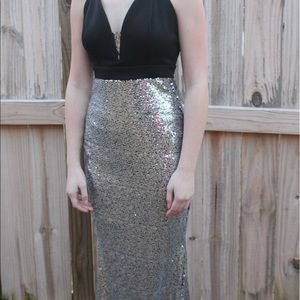 Silver and Black prom dress
